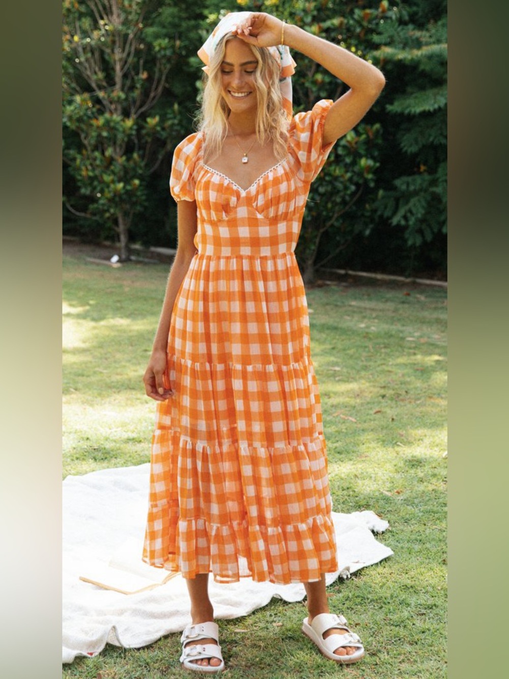 Peppermayo Orange Gingham Dress - Size 2 - Picture 9 of 14
